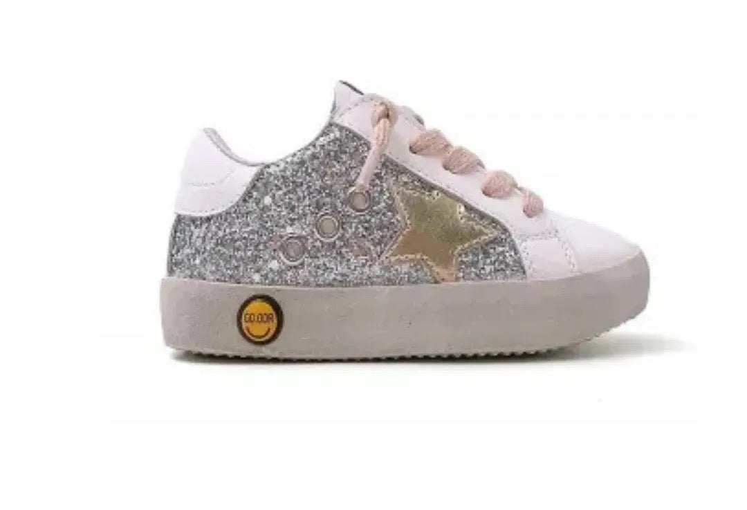Toddler Shoes - Silver Glitter/Gold Star
