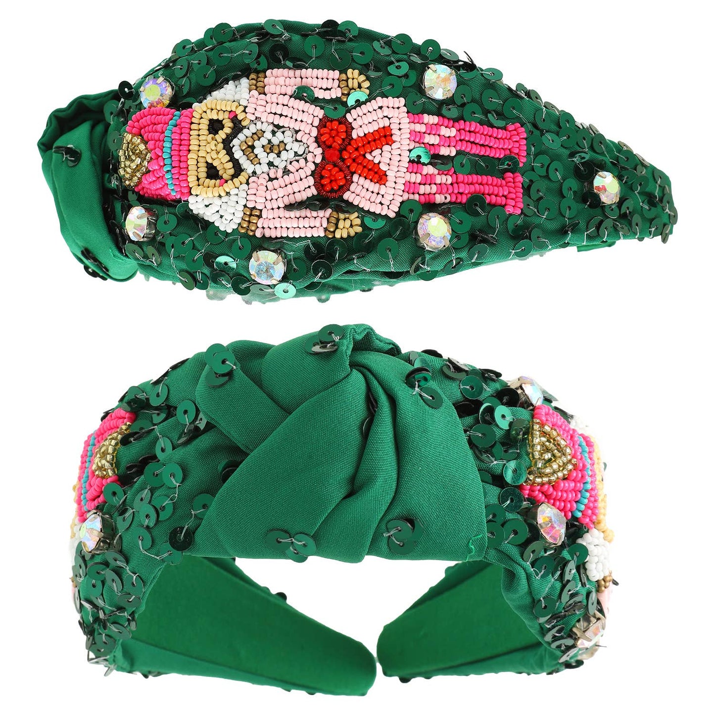 Christmas Nutcracker Jeweled Top Knotted Headband
