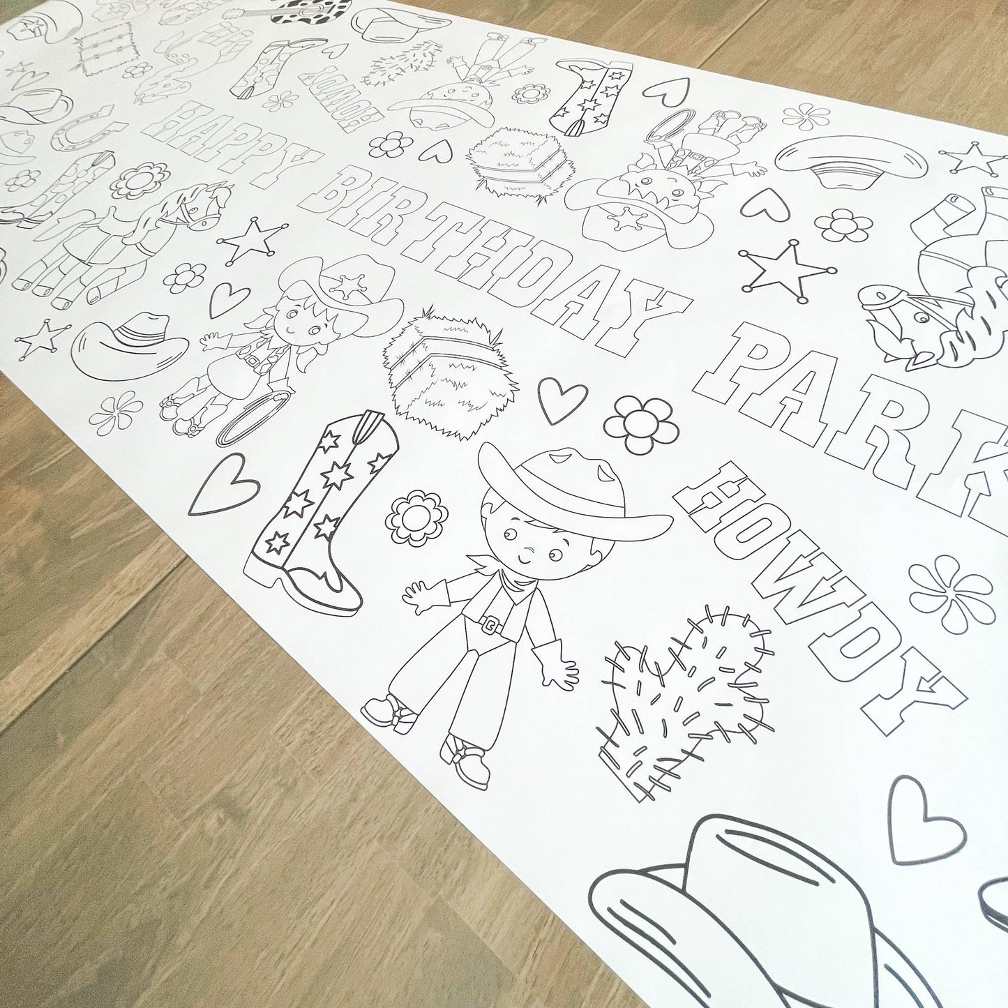Cowgirl Coloring Table Runner| Happy Birthday