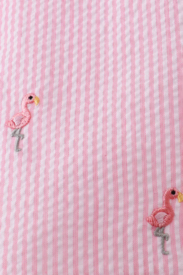 Pink Seersucker Flamingo Dress