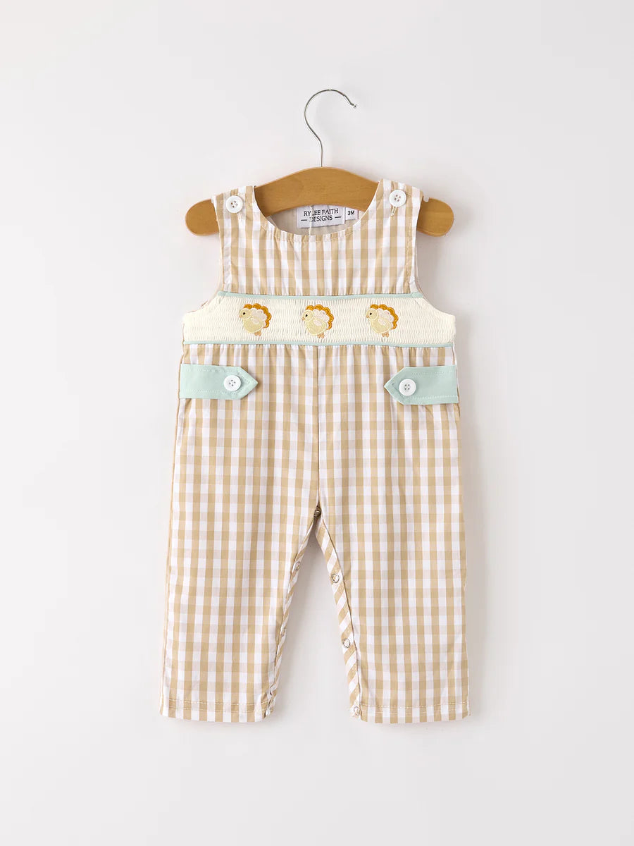 Smocked Turkey Gingham Jon Jon