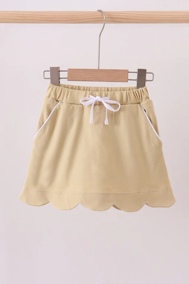 Scalloped Skort - Khaki