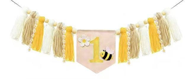 Bee One High Chair Banner, Daisy First Birthday Decor