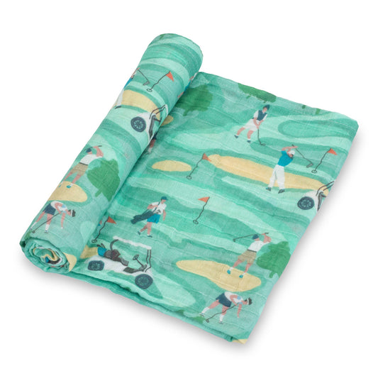 Baby Muslin Swaddle Blanket 47x47 Par-Tee Time Golf