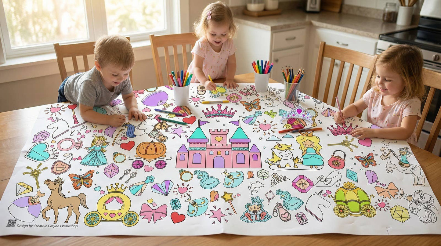 Princess Coloring Tablecloth | Princess Party Decor
