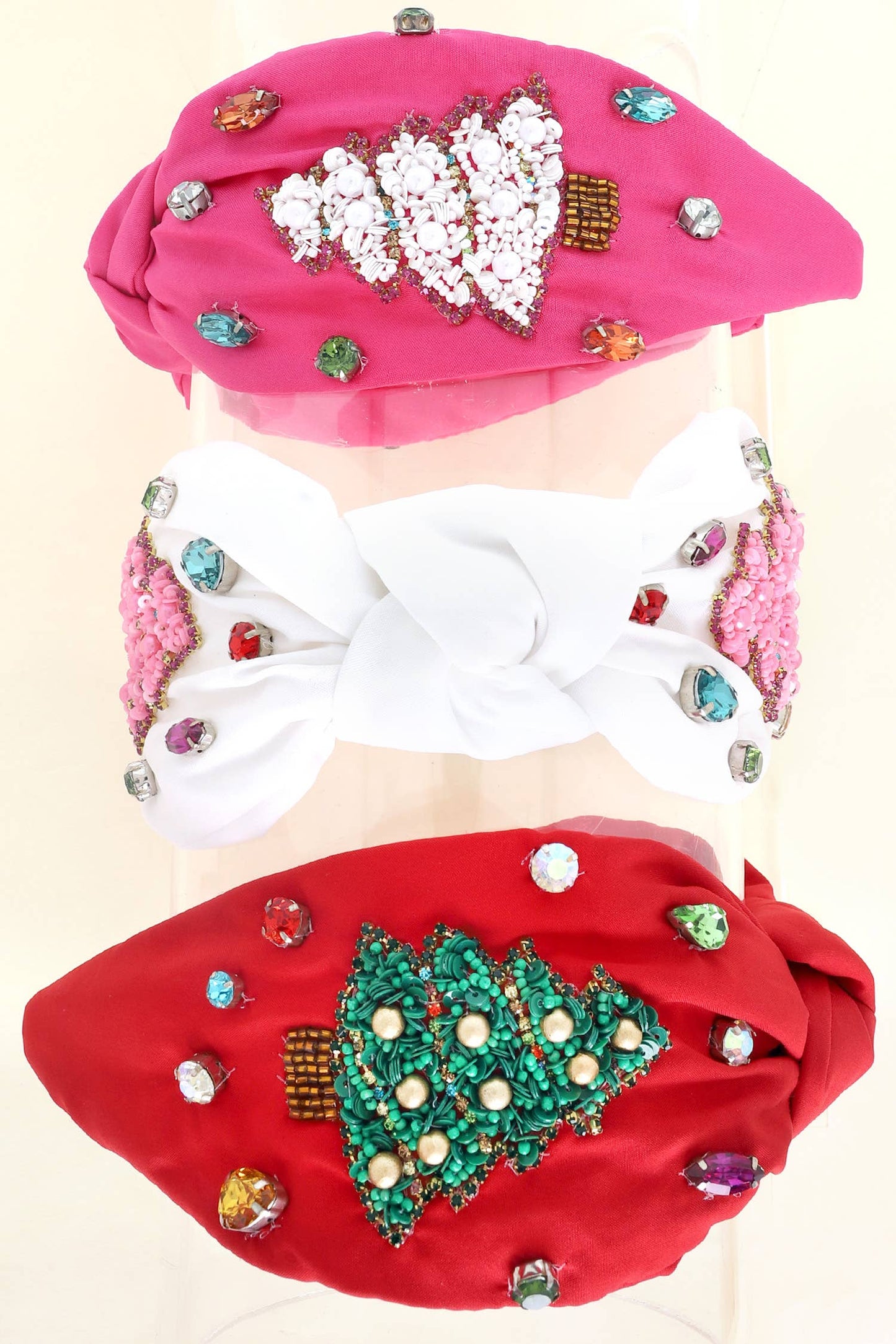 Jeweled Christmas Tree Beaded Knotted Headband