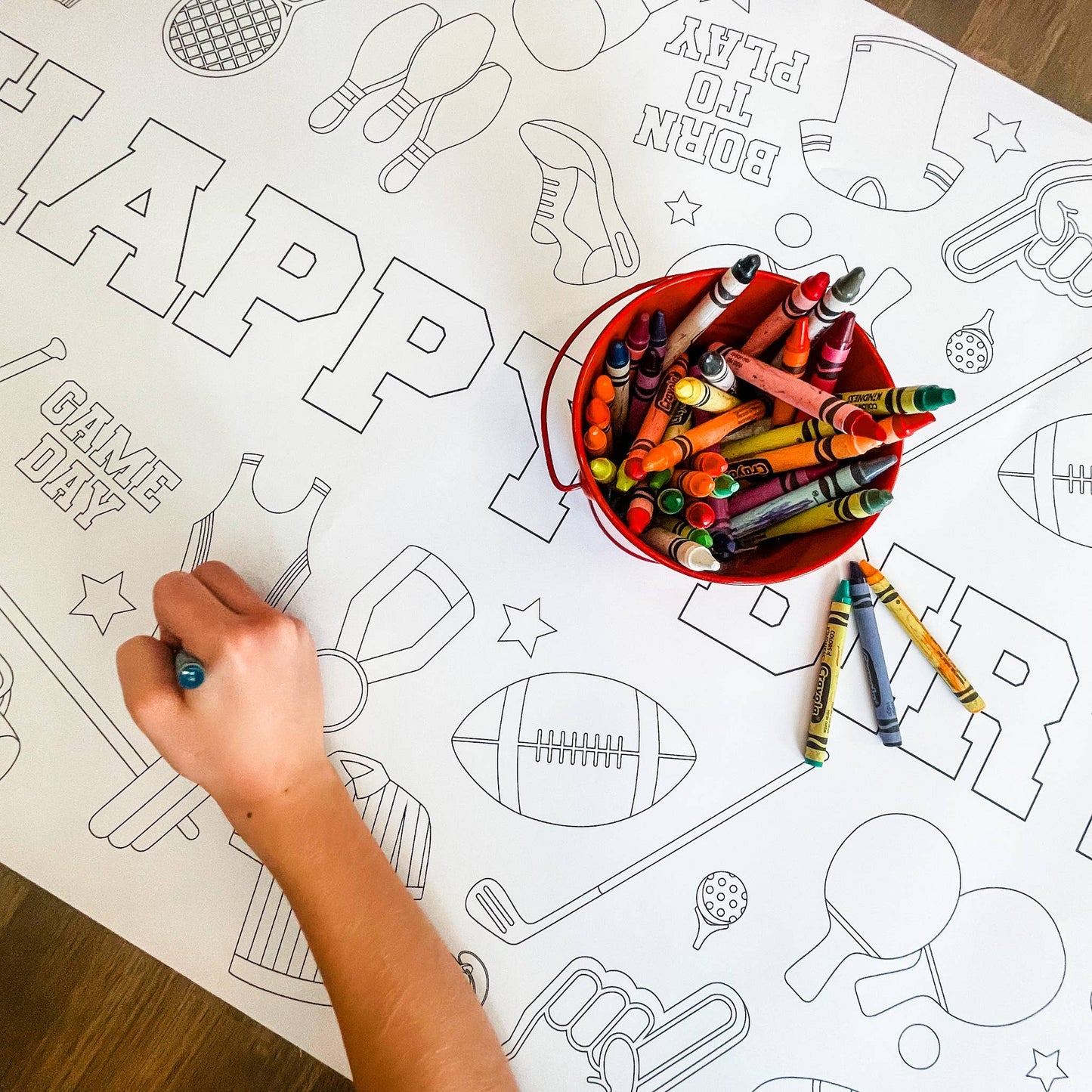 Sports Coloring Table Runner| Happy Birthday