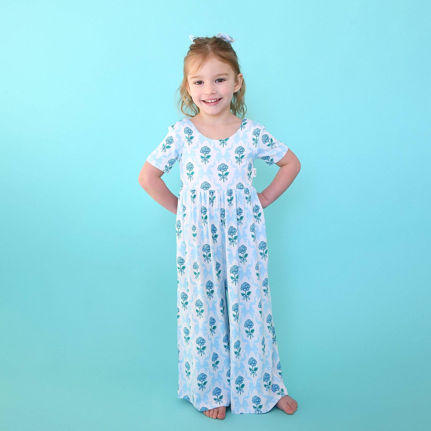 Savannah WIDE LEG ROMPER Bamboo Floral Kids Clothing Outfit