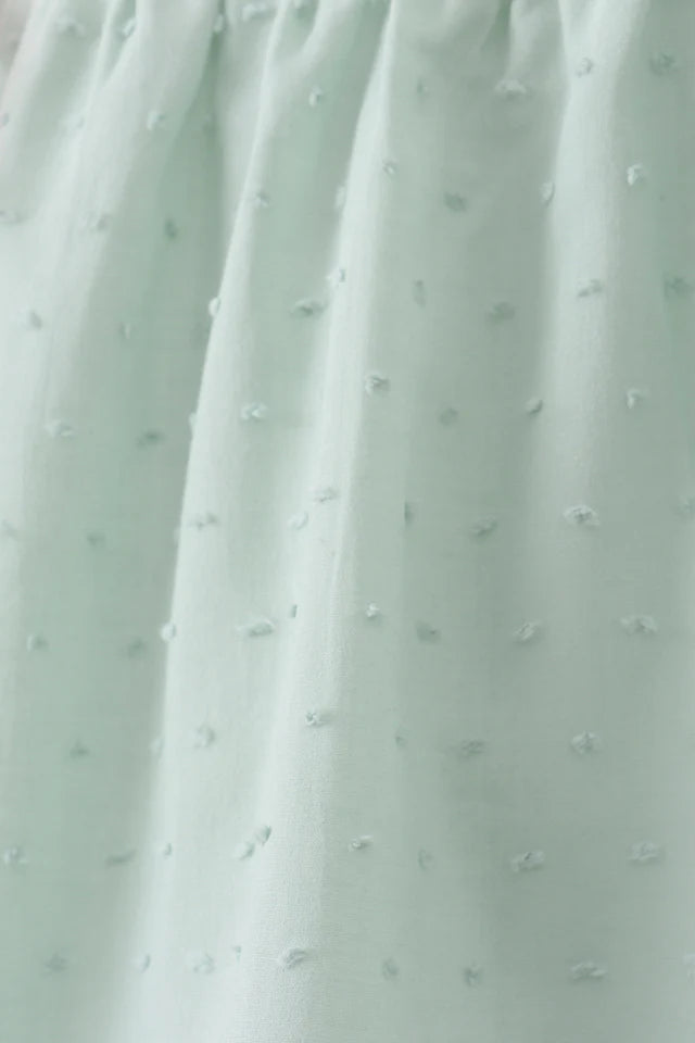 Green swiss dot cross sheep ruffle shorts set