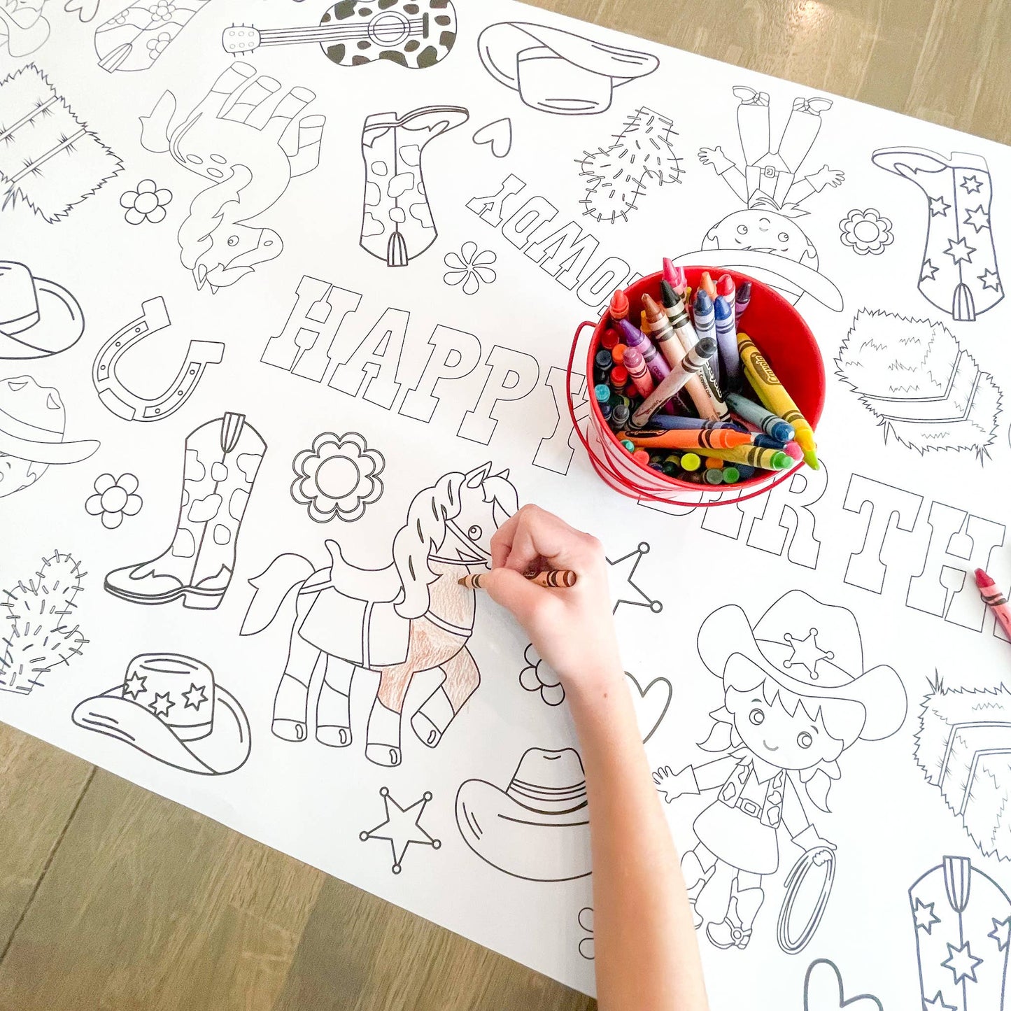 Cowgirl Coloring Table Runner| Happy Birthday