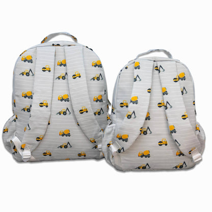 Boys Backpack - Construction on Grey