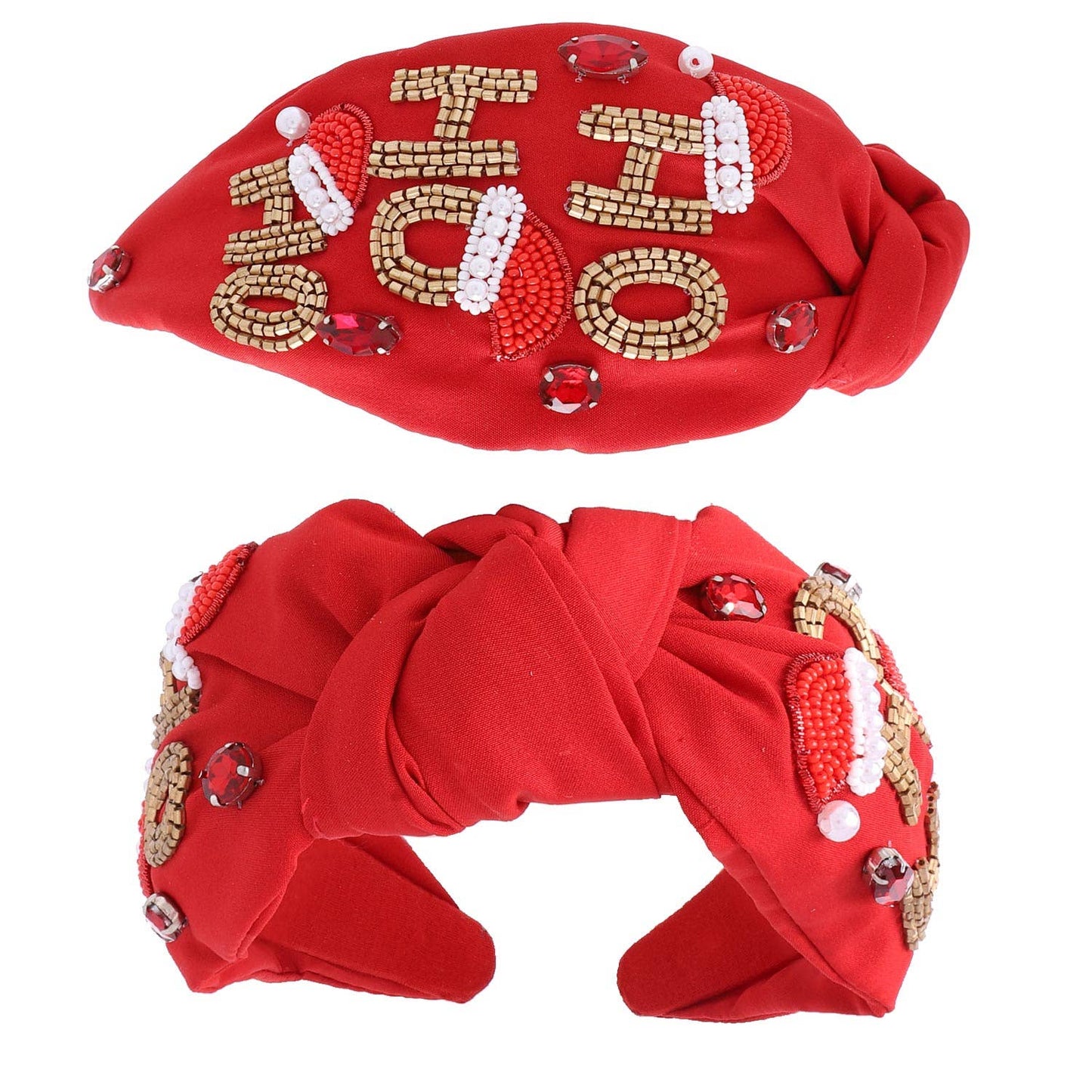 Jeweled HO HO HO Knotted Headband