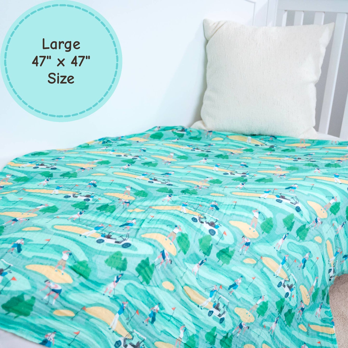 Baby Muslin Swaddle Blanket 47x47 Par-Tee Time Golf