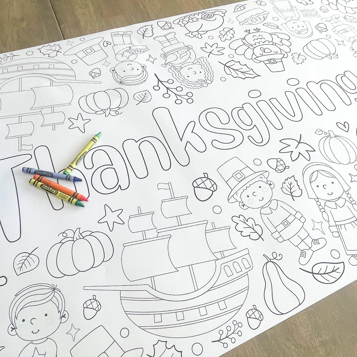Thanksgiving Coloring Table Runner|  Happy Thanksgiving