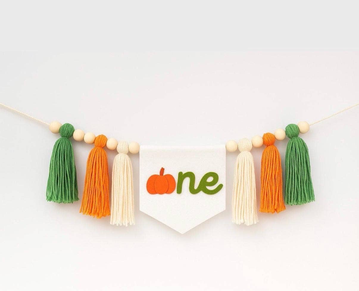 Pumpkin One High Chair Banner, Fall 1st Birthday Decor