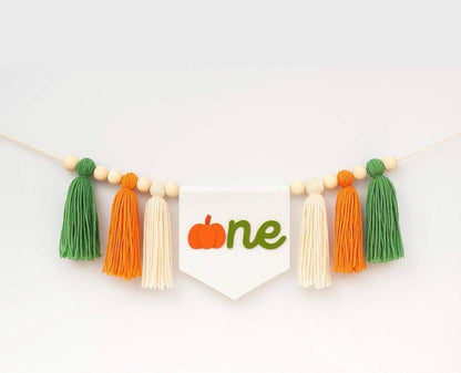 Pumpkin One High Chair Banner, Fall 1st Birthday Decor