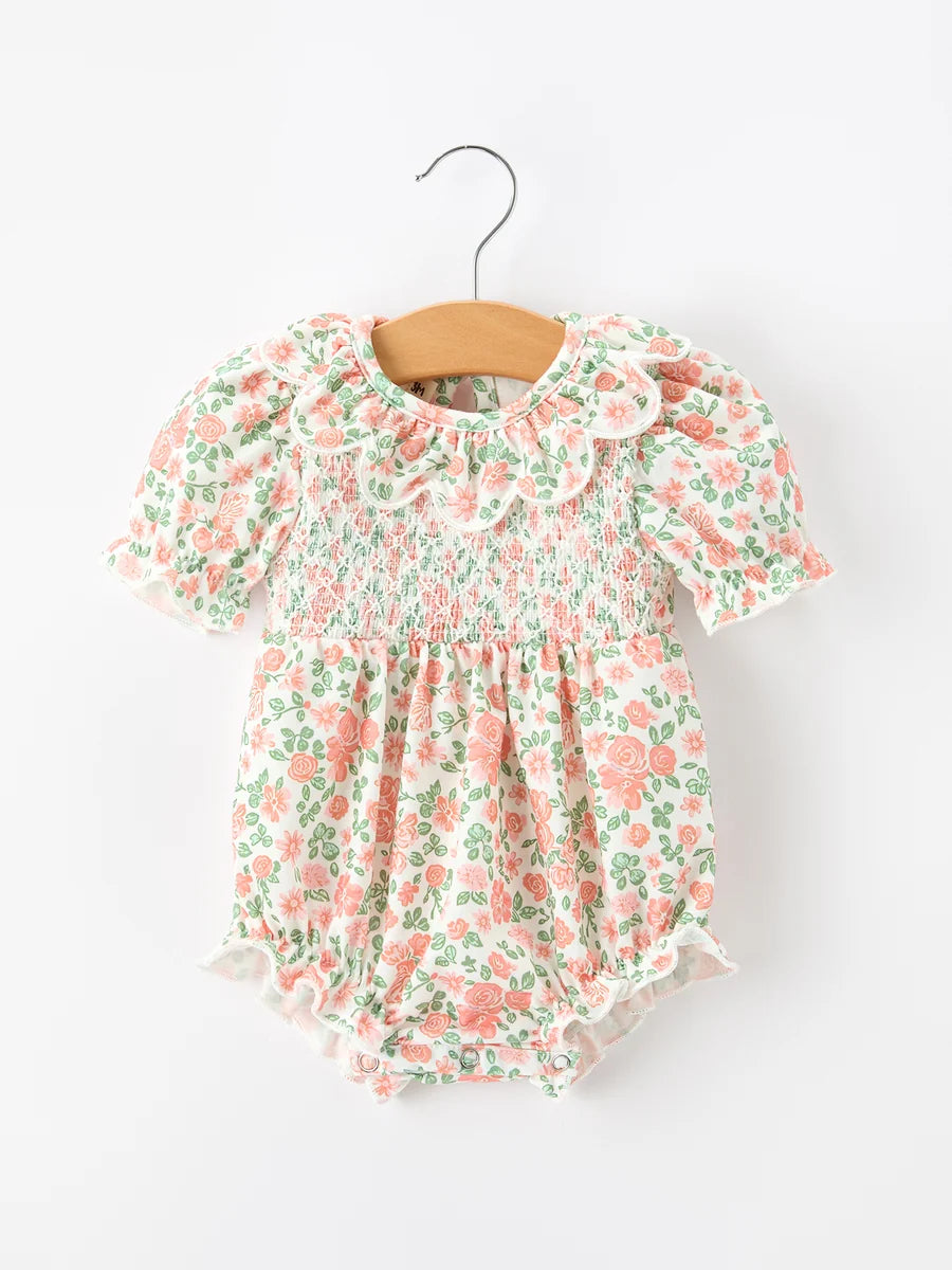 Blush Floral Smocked Romper