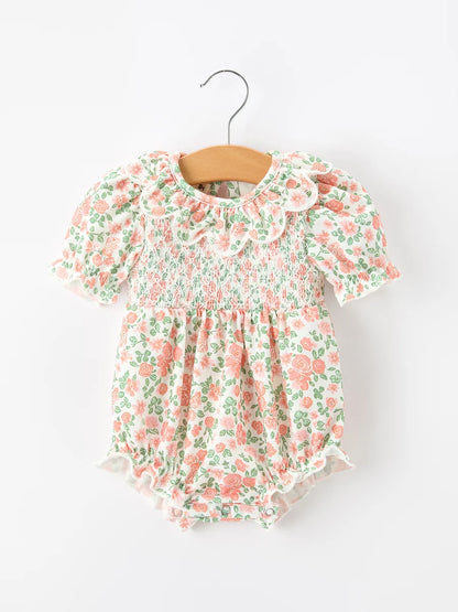 Blush Floral Smocked Romper