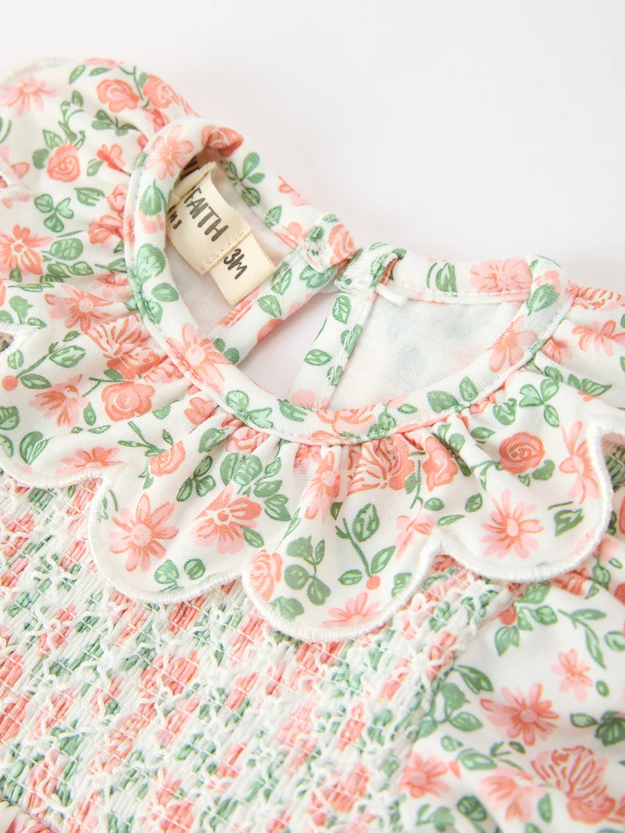 Blush Floral Smocked Romper