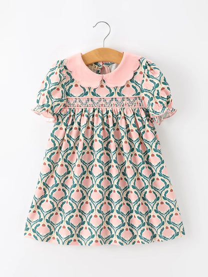 Geometric Floral Girls Dress