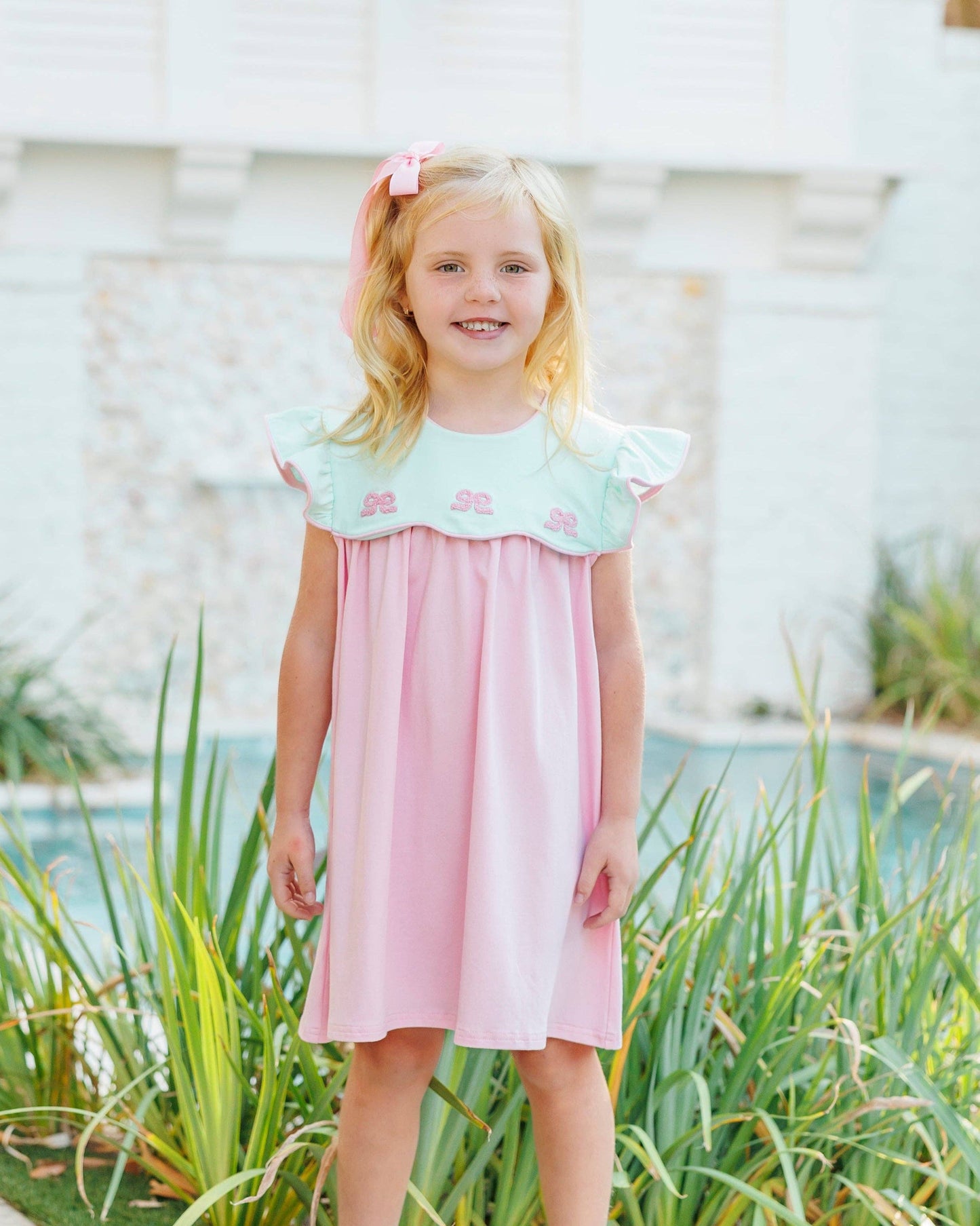 French Knot Bow Scallop Dress