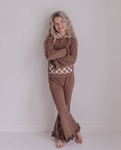 Chocolate Checkered Hooded Pocket Set