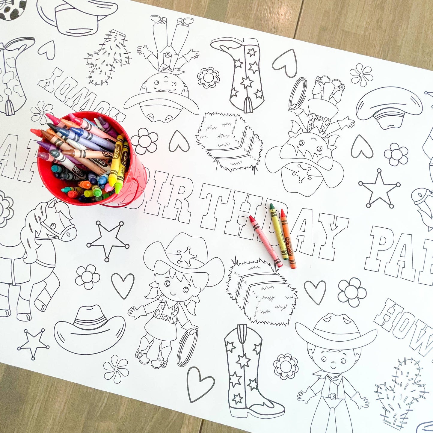 Cowgirl Coloring Table Runner| Happy Birthday