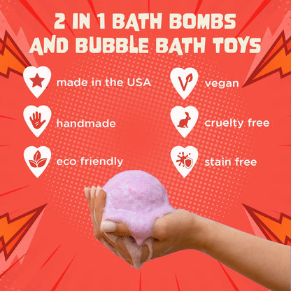 Superhero Bath Bomb for Kids with Toy Inside (1 Pack)