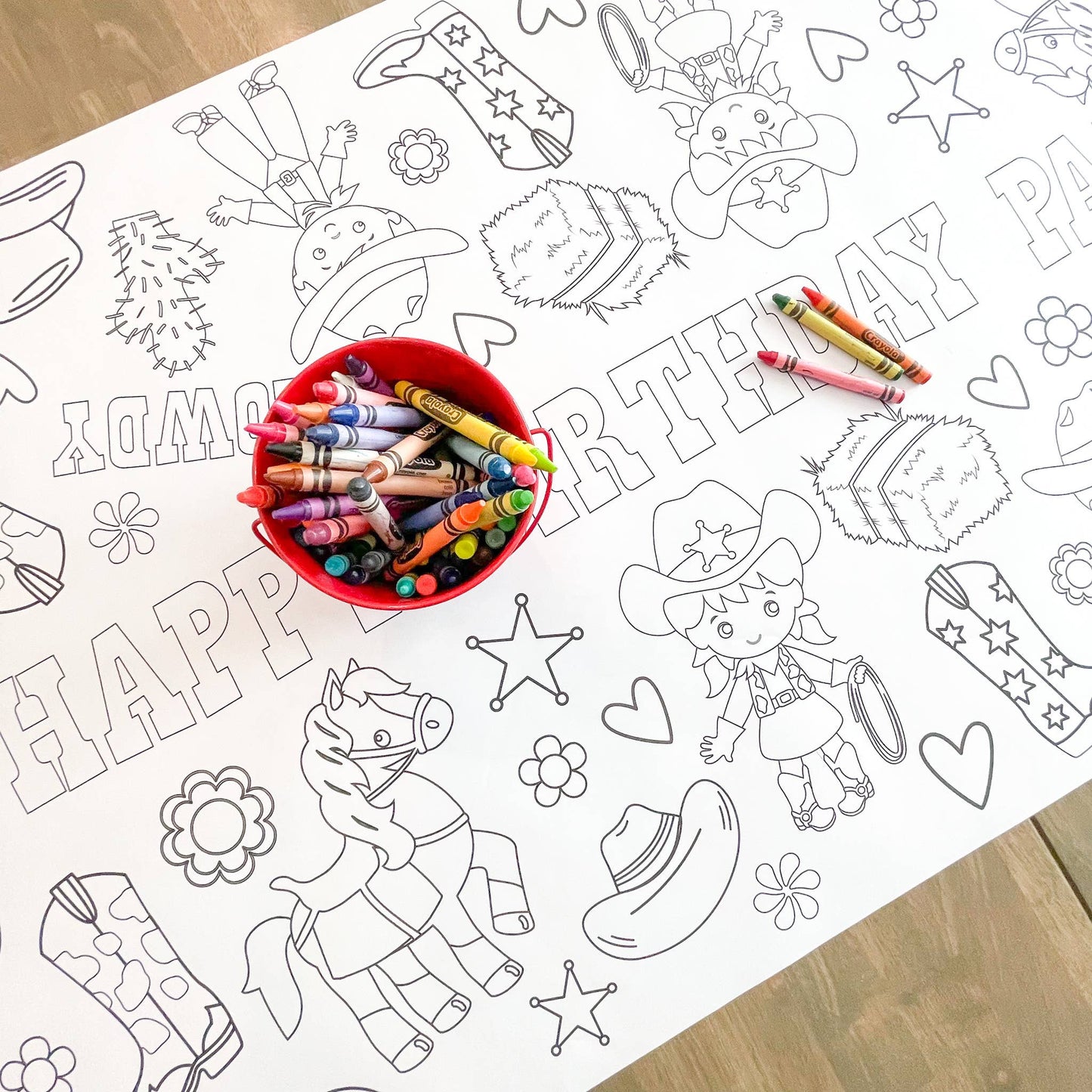 Cowgirl Coloring Table Runner| Happy Birthday