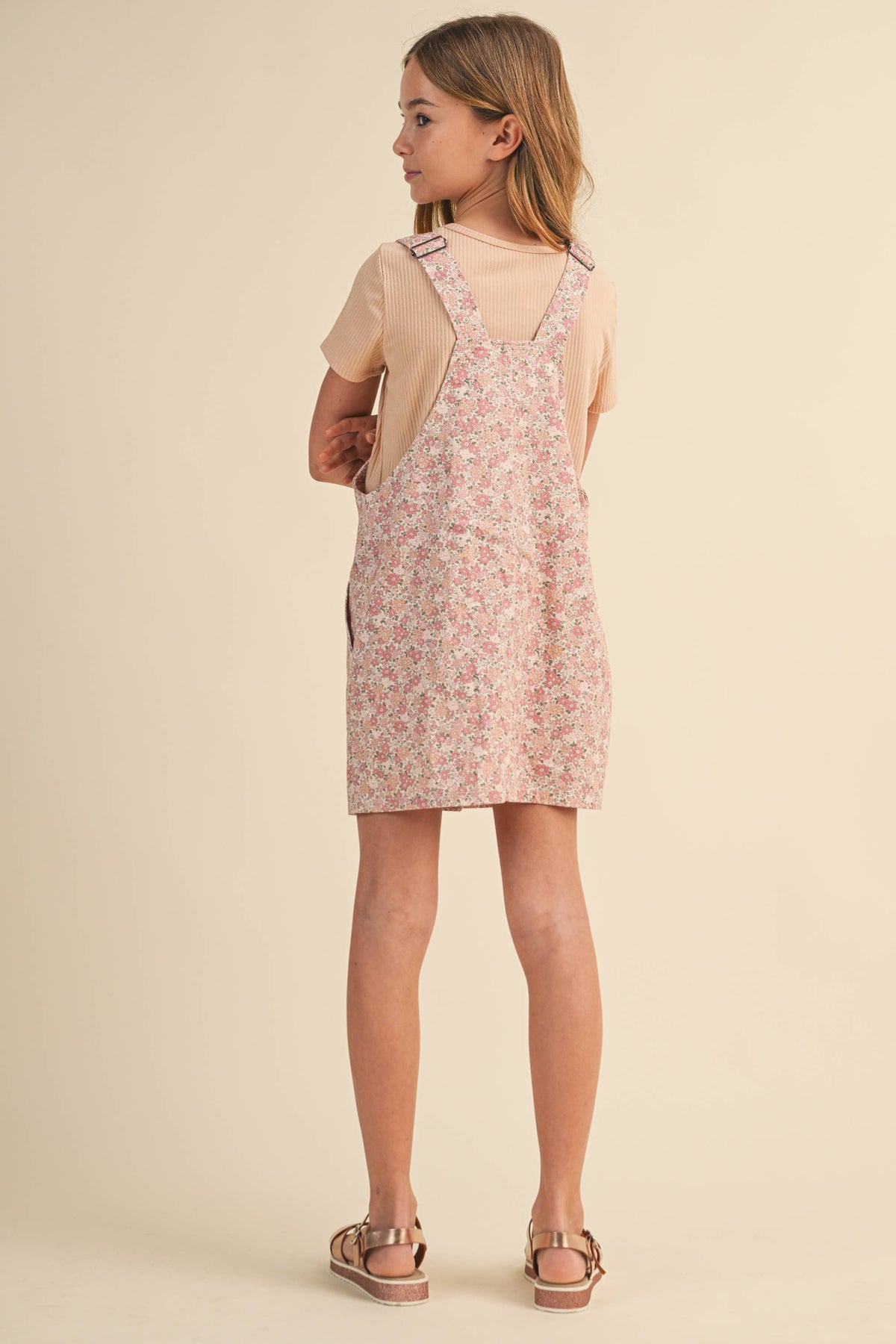 TWEEN KIDS GIRLS FLORAL OVERALL DRESS (7-14)