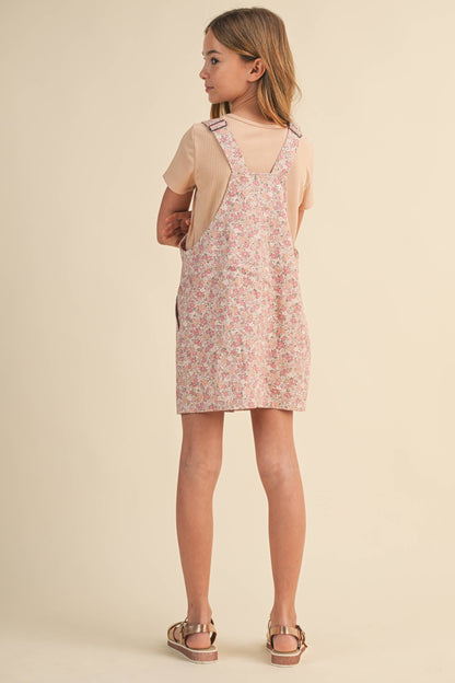TWEEN KIDS GIRLS FLORAL OVERALL DRESS (7-14)
