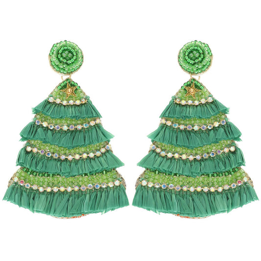 Christmas Tree Jeweled Post Earrings