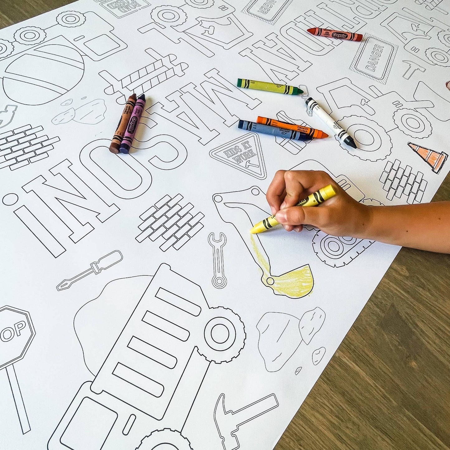 Construction  Coloring Table Runner| Happy Birthday