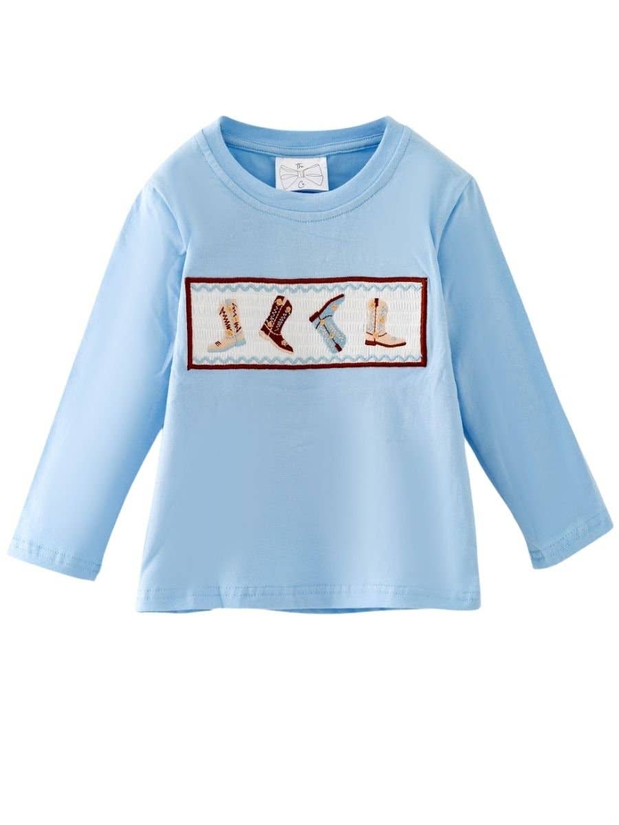 Western Smocked Cowboy Boots Top