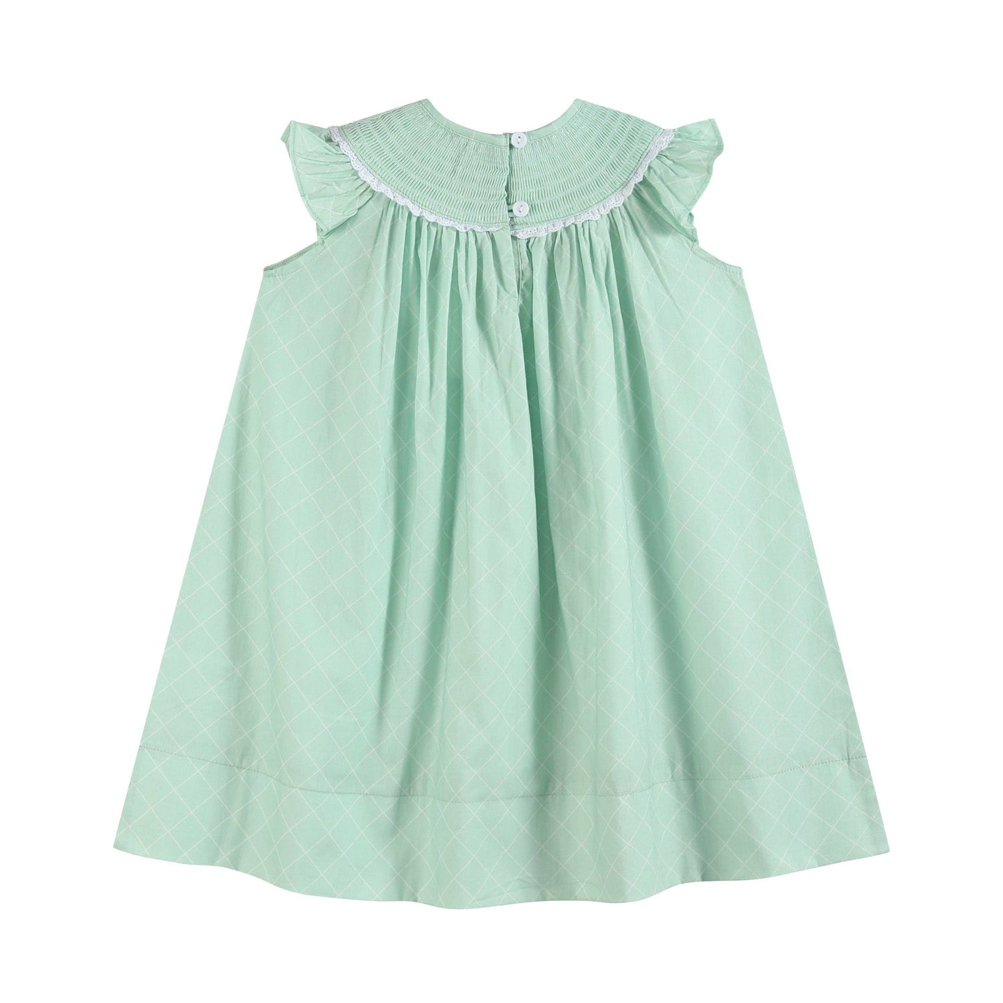 Aqua Daisy Smocked Bishop Dress