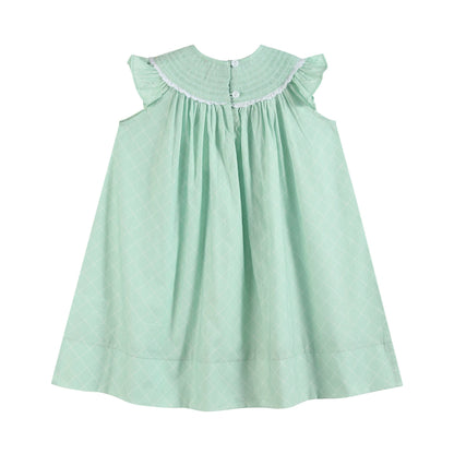 Aqua Daisy Smocked Bishop Dress