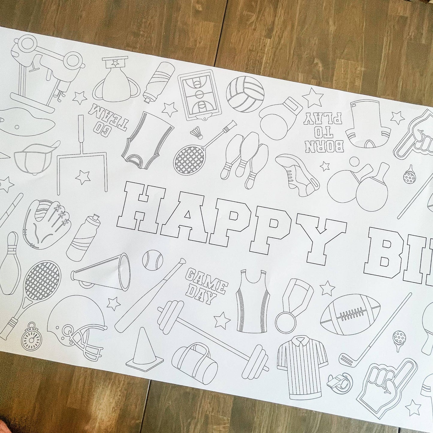 Sports Coloring Table Runner| Happy Birthday