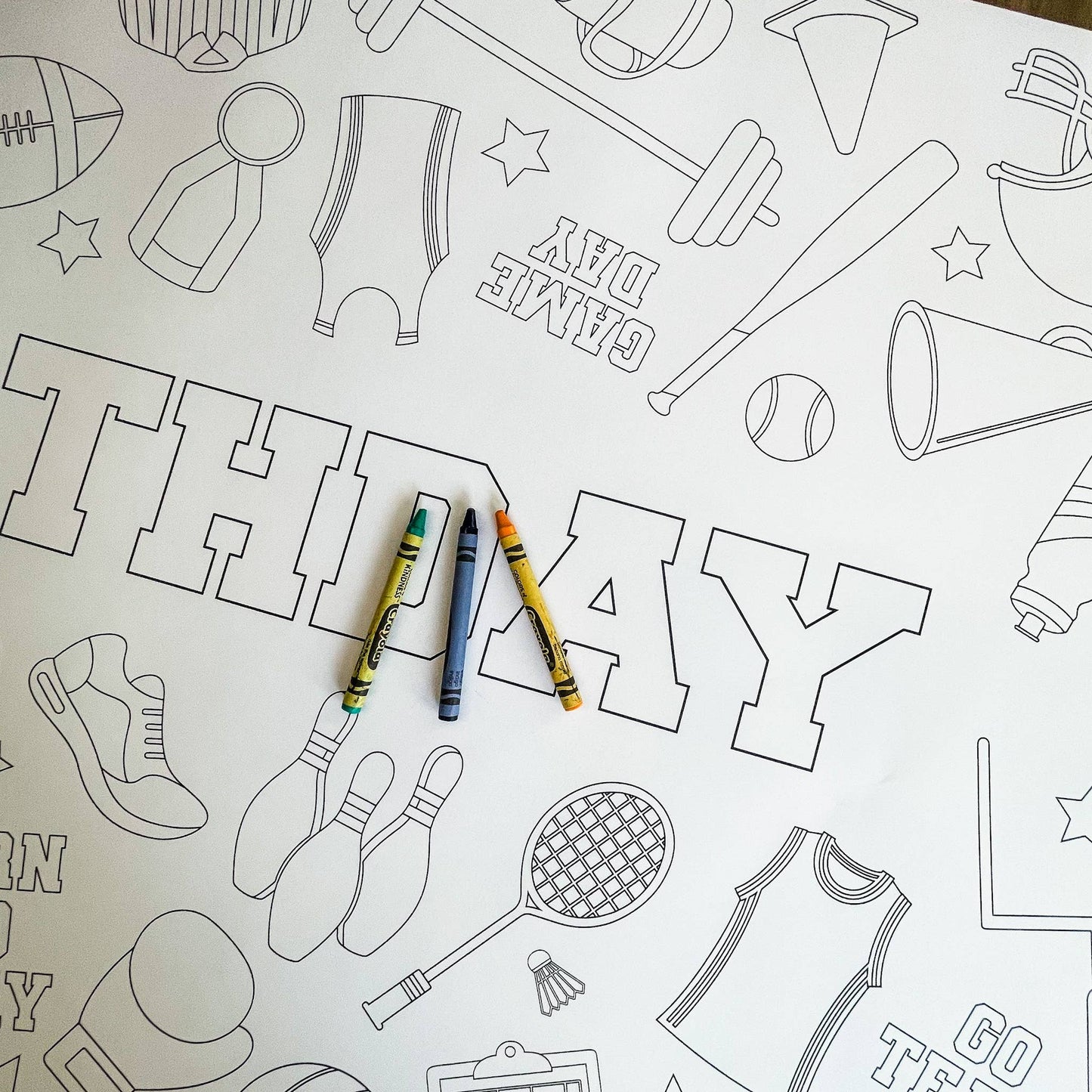 Sports Coloring Table Runner| Happy Birthday