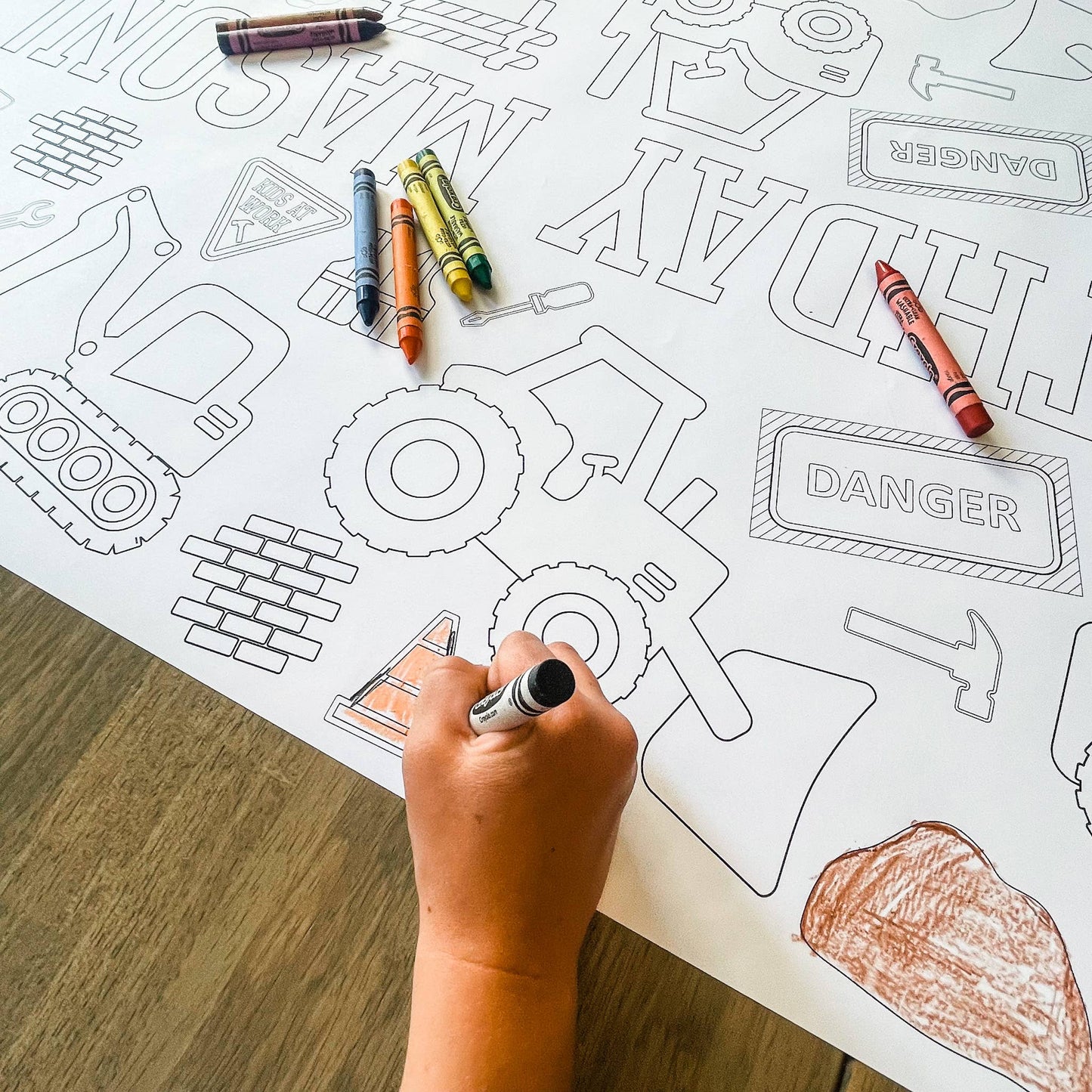 Construction  Coloring Table Runner| Happy Birthday