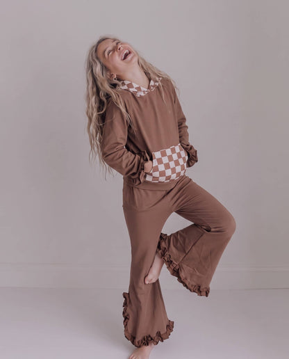 Chocolate Checkered Hooded Pocket Set
