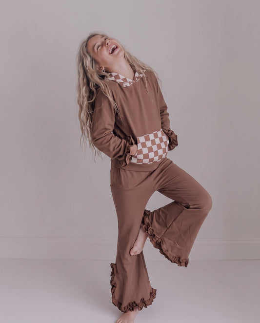 Chocolate Checkered Hooded Pocket Set