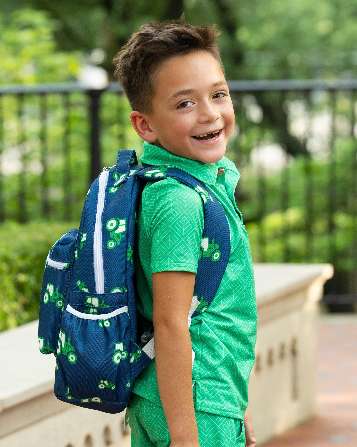 Boys Backpack - Tractors on Navy