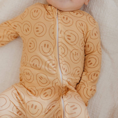 Convertible Zip-Up Footie Pajama - Smiles