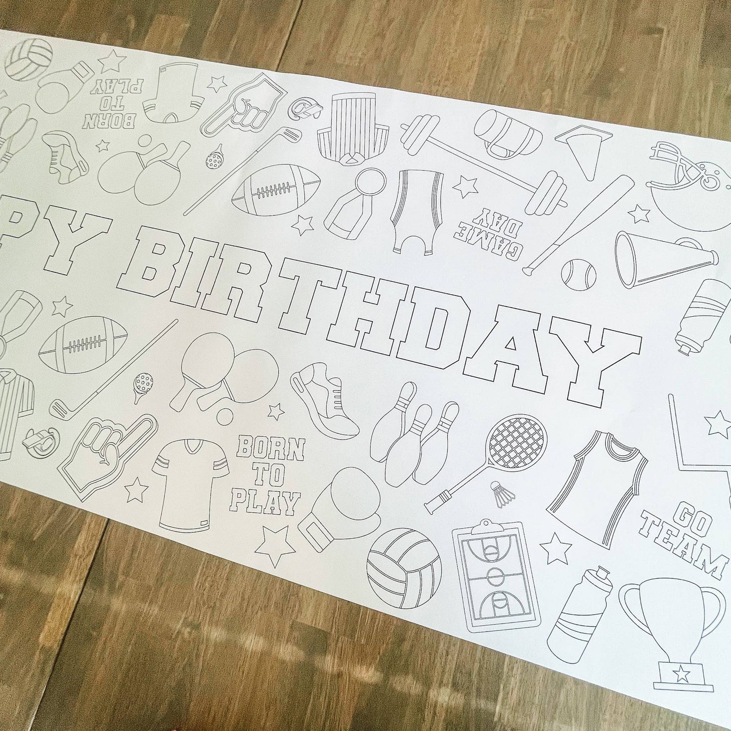 Sports Coloring Table Runner| Happy Birthday