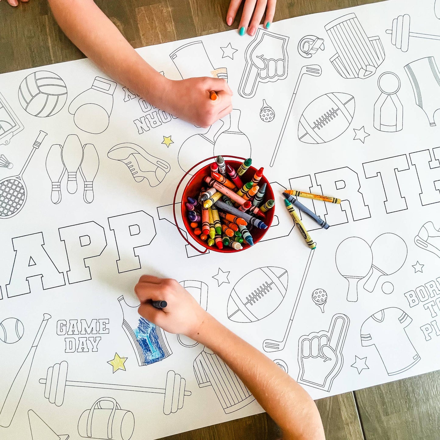 Sports Coloring Table Runner| Happy Birthday