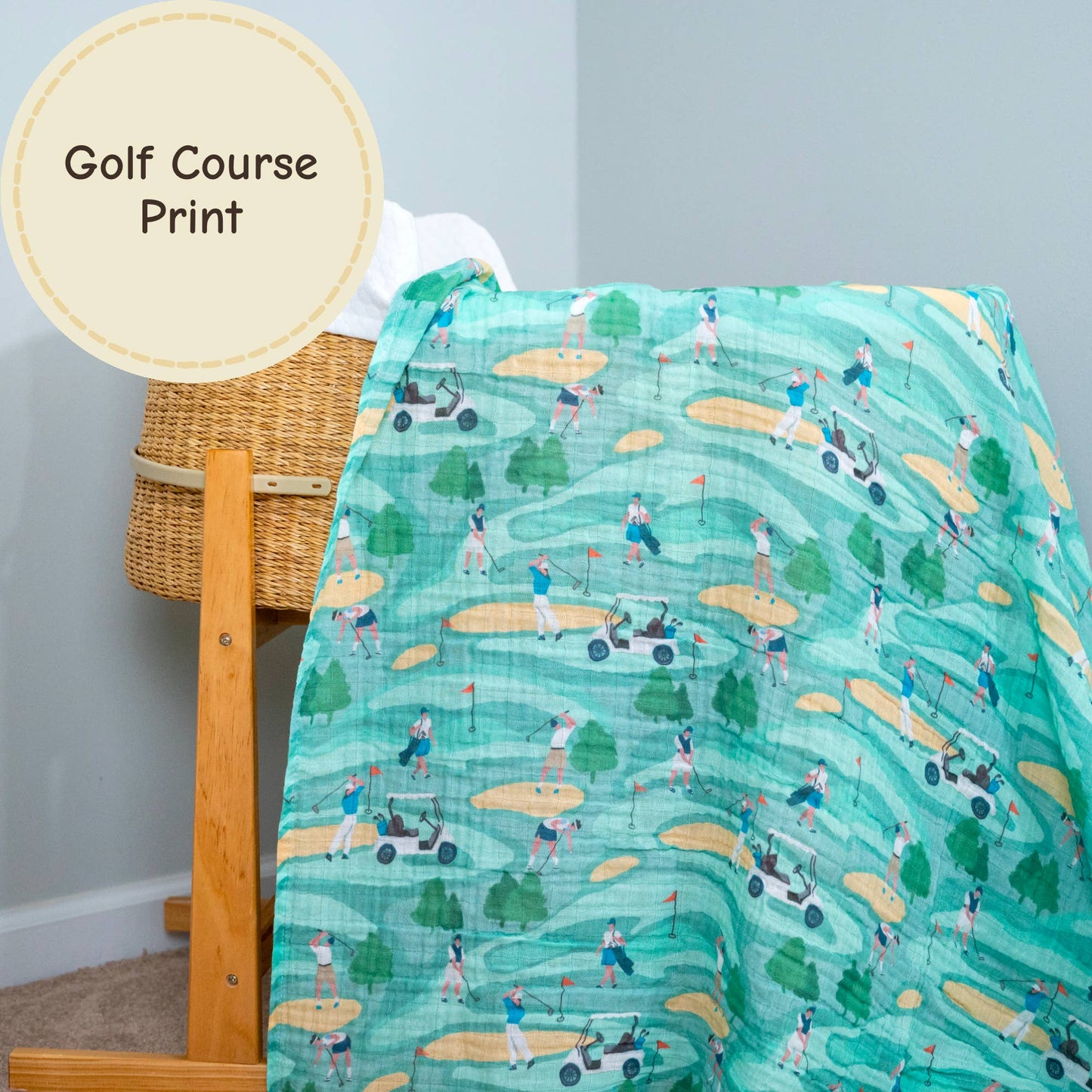 Baby Muslin Swaddle Blanket 47x47 Par-Tee Time Golf