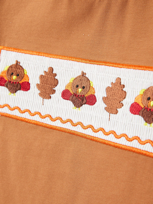 Thanksgiving Smocking Embroidered Outfit Set