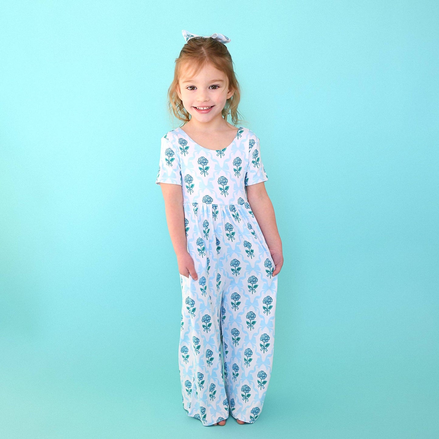 Savannah WIDE LEG ROMPER Bamboo Floral Kids Clothing Outfit