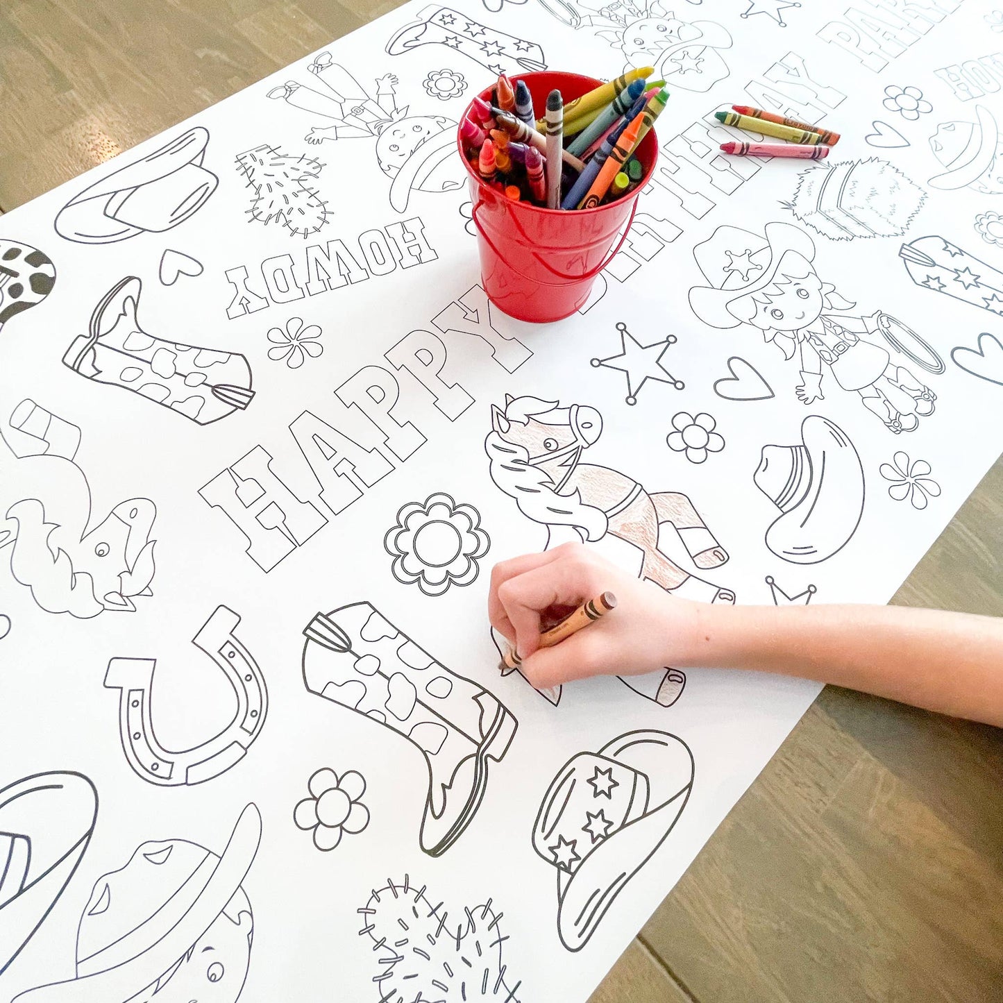 Cowgirl Coloring Table Runner| Happy Birthday