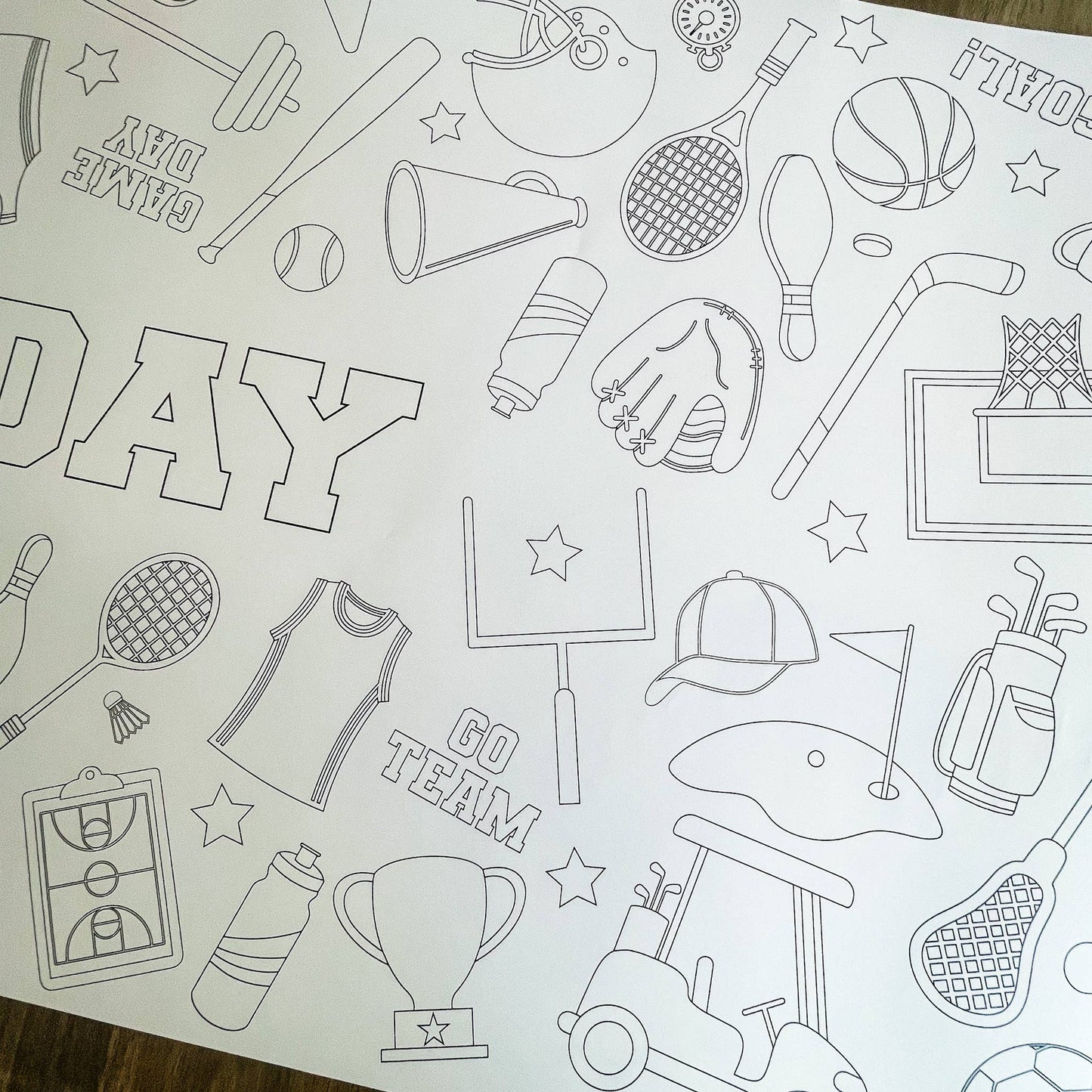 Sports Coloring Table Runner| Happy Birthday